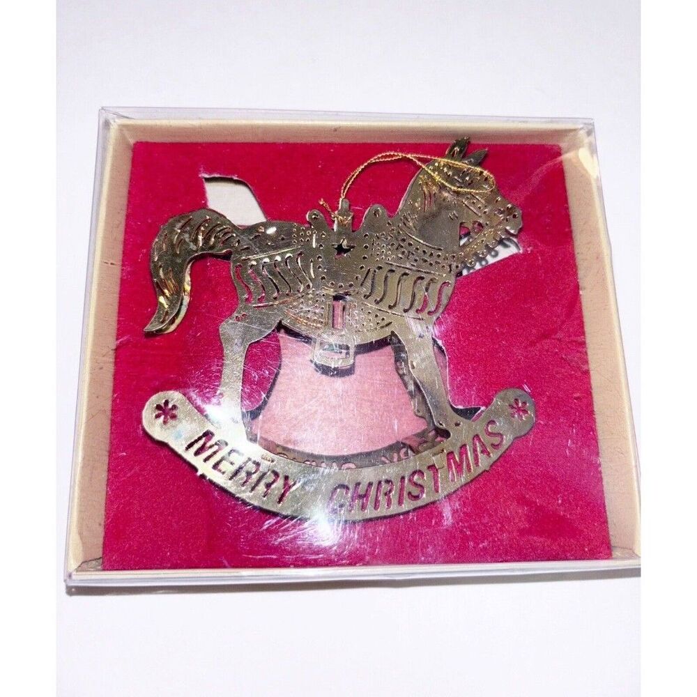 Vintage Brass Rocking Horse Christmas Mementos Ornament